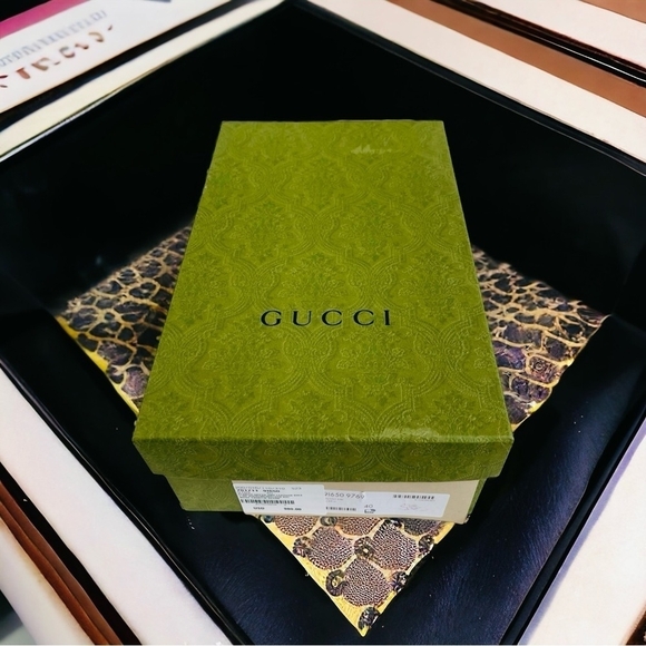 Authentic Empty GUCCI BOX Rectangular Green Damask Print Women Shoes Gift Box - Picture 1 of 8
